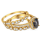 Oval Natural Stone Three Piece Ring