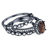 Oval Natural Stone Three Piece Ring