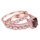 Oval Natural Stone Three Piece Ring