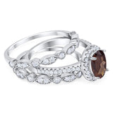 Oval Natural Stone Three Piece Ring