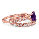 Two Piece Oval Natural Stone Ring