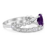 Two Piece Oval Natural Stone Ring