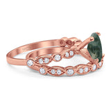 Two Piece Oval Natural Stone Ring