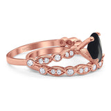 Two Piece Oval Natural Stone Ring