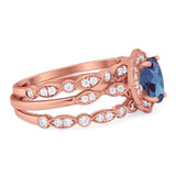 Three Piece Oval Natural Stone Floral Ring