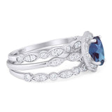 Three Piece Oval Natural Stone Floral Ring