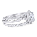 Three Piece Oval Natural Stone Floral Ring
