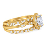 Three Piece Oval Natural Stone Floral Ring