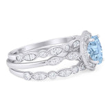 Three Piece Oval Natural Stone Floral Ring