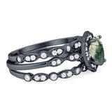 Three Piece Oval Natural Stone Floral Ring