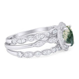 Three Piece Oval Natural Stone Floral Ring