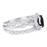 Three Piece Oval Natural Stone Floral Ring