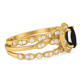 Three Piece Oval Natural Stone Floral Ring