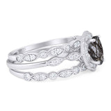 Three Piece Oval Natural Stone Floral Ring