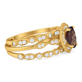 Three Piece Oval Natural Stone Floral Ring