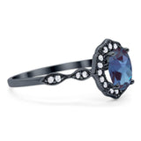 Art Deco Oval Natural Stone Flower Ring