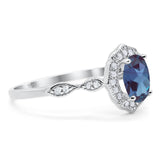 Art Deco Oval Natural Stone Flower Ring