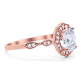 Art Deco Oval Natural Stone Flower Ring