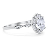 Art Deco Oval Natural Stone Flower Ring