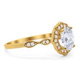 Art Deco Oval Natural Stone Flower Ring