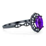 Art Deco Oval Natural Stone Flower Ring