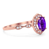 Art Deco Oval Natural Stone Flower Ring