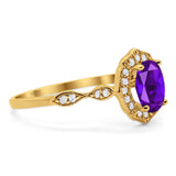 Art Deco Oval Natural Stone Flower Ring