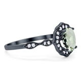 Art Deco Oval Natural Stone Flower Ring