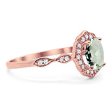 Art Deco Oval Natural Stone Flower Ring