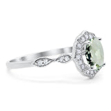 Art Deco Oval Natural Stone Flower Ring