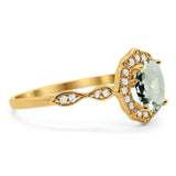Art Deco Oval Natural Stone Flower Ring