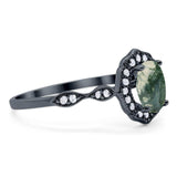 Art Deco Oval Natural Stone Flower Ring