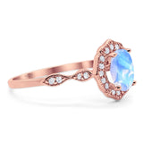 Art Deco Oval Natural Stone Flower Ring