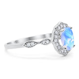 Art Deco Oval Natural Stone Flower Ring