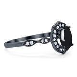 Art Deco Oval Natural Stone Flower Ring