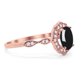 Art Deco Oval Natural Stone Flower Ring