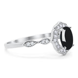 Art Deco Oval Natural Stone Flower Ring