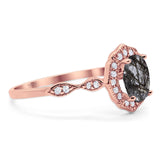 Art Deco Oval Natural Stone Flower Ring