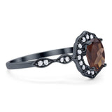 Art Deco Oval Natural Stone Flower Ring