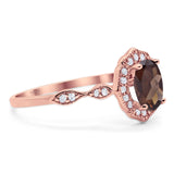 Art Deco Oval Natural Stone Flower Ring