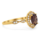 Art Deco Oval Natural Stone Flower Ring