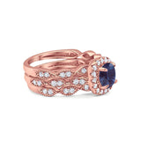 Three Piece Round Natural Stone Bridal Ring