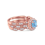 Three Piece Round Natural Stone Bridal Ring