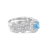 Three Piece Round Natural Stone Bridal Ring