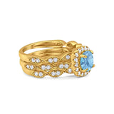 Three Piece Round Natural Stone Bridal Ring