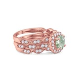 Three Piece Round Natural Stone Bridal Ring