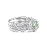 Three Piece Round Natural Stone Bridal Ring