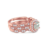 Three Piece Round Natural Stone Bridal Ring