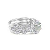 Three Piece Round Natural Stone Bridal Ring
