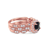 Three Piece Round Natural Stone Bridal Ring